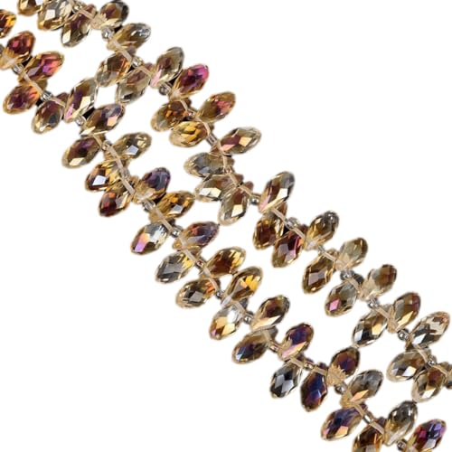 100 Stück 6x12mm Facettierte Perlen Glasperlen,Glitzerperlen Bunte Perlen für Armbänder für Basteln Schmuckherstellung DIY Halsketten, Armbänder Ohrringe,Gold-Champagner von Wambere