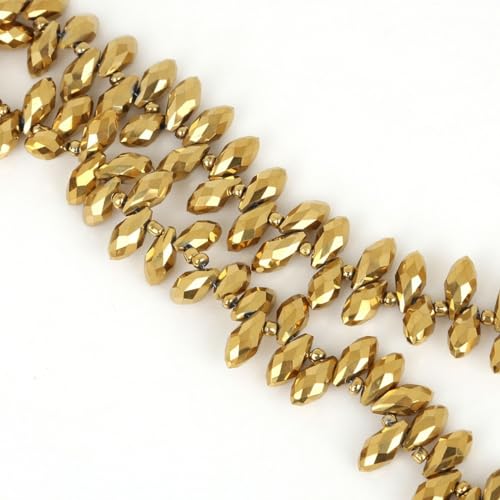 100 Stück 6x12mm Facettierte Perlen Glasperlen,Glitzerperlen Bunte Perlen für Armbänder für Basteln Schmuckherstellung DIY Halsketten, Armbänder Ohrringe,Gold von Wambere