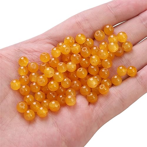 100 Stück 8mm Glasperlen Glitzerperlen Perlen,zum Auffädeln Steine für Armbänder Ketten Ohrringe Kleidung Basteln Machen Crafting Runden Gebohrt Schmuckherstellung Handwerk Dekor DIY,Orange von Wambere