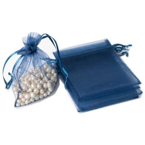 100 Stück Organzabeutel Organzasäckchen Geschenkbeutel Kordelzugtaschen Geschenktasche Süßigkeitentüten Schmuckbeutel für Hochzeit Geburtstag Festivalparty Geschenkverpackung,Navy blau,10x12cm von Wambere