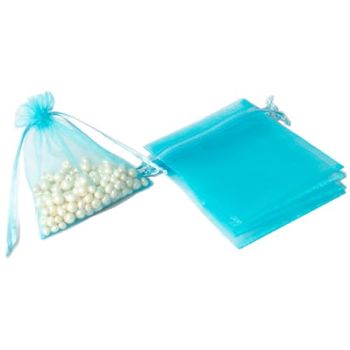 100 Stück Organzabeutel Organzasäckchen Geschenkbeutel Kordelzugtaschen Geschenktasche Süßigkeitentüten Schmuckbeutel für Hochzeit Geburtstag Festivalparty Geschenkverpackung,blauer See,10x12cm von Wambere