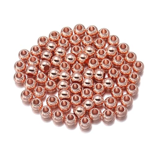 100 Stück Perlen Außendurchmesser 10mm Kunststoffperlen Bastelperlen zum Auffädeln Lose Perlen mit Löcher Abstandsperlen für DIY Handwerk Halsketten Armbänder Schmuckherstellung,Roségold von Wambere