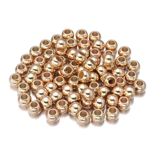 100 Stück Perlen Außendurchmesser 14mm Kunststoffperlen Bastelperlen zum Auffädeln Lose Perlen mit Löcher Abstandsperlen für DIY Handwerk Halsketten Armbänder Schmuckherstellung,Gold von Wambere