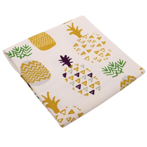 100cm x 150cm Baumwoll- und Leinenstoff mit Ananas Print,Stoff aus Baumwolle und Leinen Dekostoff Meterware für Nähen DIY Basteln Tischdekoration Sofakissen Kissenbezug Kleidungsdekoration,B von Wambere