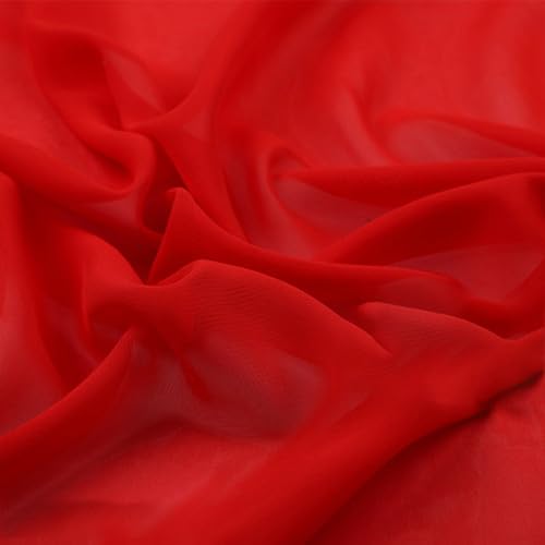 100cm×150cm Chiffon Stoff Hochzeitsstoffe Tischdeckenstoffe Bekleidungsstoffe Dekostoff Kostümstoff Stoffe zum Nähen Meterware Dekorieren für DIY Basteln Kleidungsdekoration,Rot von Wambere