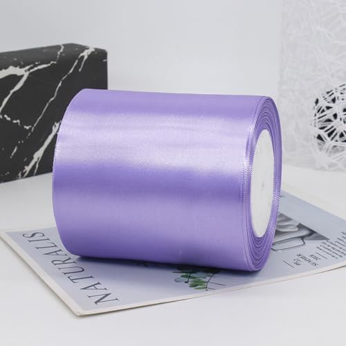 10cm x 22M Band Satinband Geschenkband Schleifenband Ribbon Satinbänder Stoffband Dekoband für DIY Basteln Geschenkverpackung Hochzeit Party Geburtstag Weihnachten Dekoration,Helles Lila von Wambere