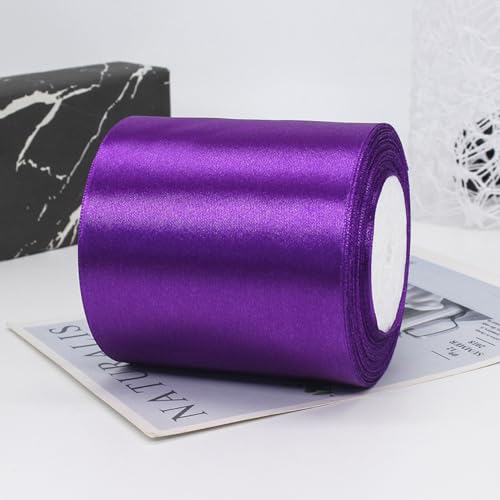 10cm x 22M Band Satinband Geschenkband Schleifenband Ribbon Satinbänder Stoffband Dekoband für DIY Basteln Geschenkverpackung Hochzeit Party Geburtstag Weihnachten Dekoration,Lila von Wambere