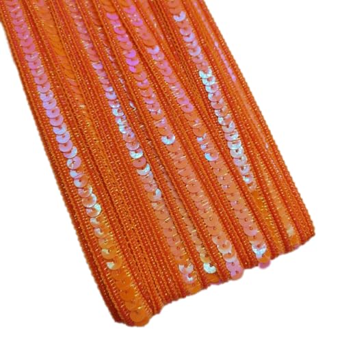 10m x 1,3cm Paillettenspitze Paillettenband Glänzende Geflochten Paillettenborte Paillettenbesetztes Paillettenborte Dekoband Zierband für Nähen DIY Handwerk Kleidungsdekoration,Orange von Wambere