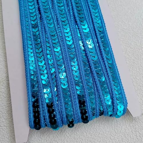 10m x 1,3cm Paillettenspitze Paillettenband Glänzende Geflochten Paillettenborte Paillettenbesetztes Paillettenborte Dekoband Zierband für Nähen DIY Handwerk Kleidungsdekoration,Seeblau von Wambere