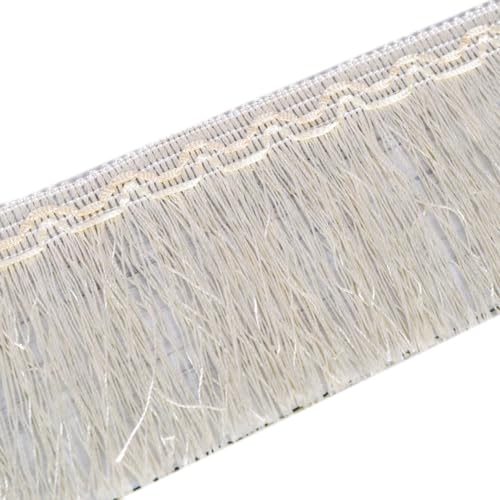 Wambere 12 Meter Länge 10cm Breite Quaste, Fransen Band,Fransen Geschnitten Fransenband Schnittfranse Dekoband Tanzfransen Nähzubehör für Kleidung DIY Nähen Gardinen Tischläufer Dekoration,Beige von Wambere