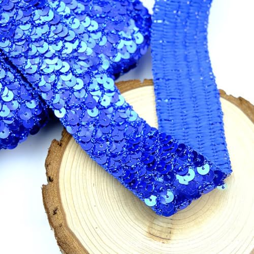 12 m 3,5cm Breite Paillettenband Nicht Elastische Paillettenspitze Glitzer Zierband Paillettenborte Paillettenbänder Paillettenbesatz für DIY Handwerk NäHen Kleidungsdekoration,Blau von Wambere