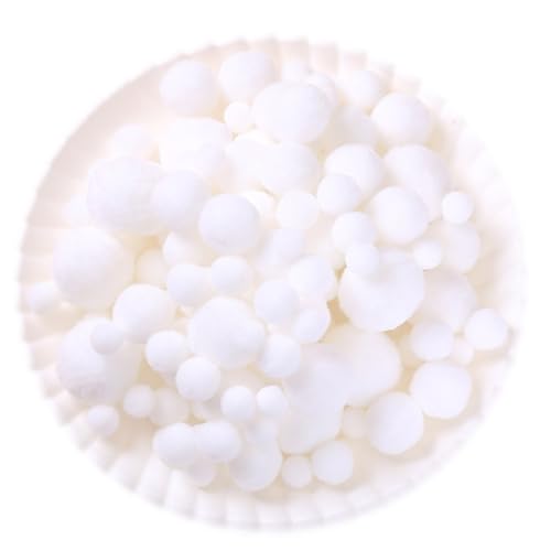 130 Stück Pompons,1-3cm Mini Pompons zum Basteln,Flauschigen Plüschbälle DIY Pompom Girlande Zubehör für Handwerk Herstellung Schmuck Weihnachten Girlande Kinderzimmer,Weiß von Wambere