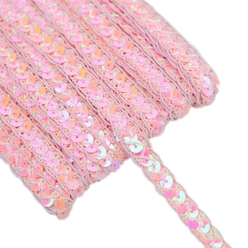 13m x 1.2cm Paillettenband Paillettenbesatz Geschenkband Glänzendes Geflochten Dekoband Zierband Borten Pailletten Bänder Trim Bortenband,für DIY Nähen Handwerk Kleidungsdekoration,Rosa von Wambere