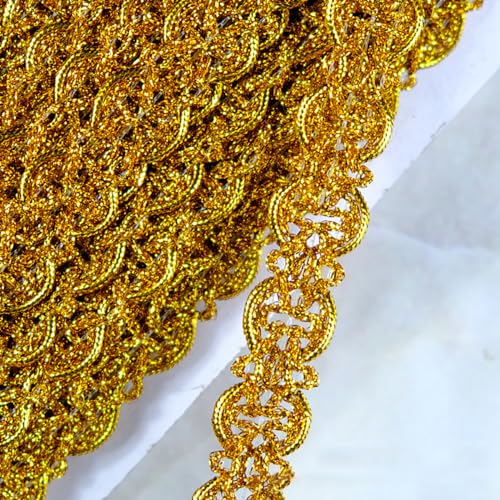 18 m x 2cm Paillettenspitze Paillettenband Glitzer Bortenband Zierband Paillettenborte Paillettenbänder Paillettenbesatz Dekoband für DIY Handwerk NäHen Kleidungsdekoration,Gold von Wambere