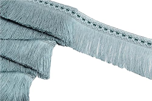 2 M 10cm Breit Quaste Fransenborte Quastenbesatz Fransenband Quastenspitze Dekoband Zierband Dekoborte für Vorhang Zubehör Nähzubehör DIY Handwerk Hochzeit Party Festival Dekoration,Blau grau von Wambere