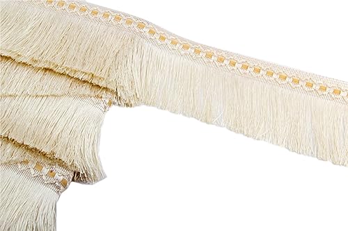 2 M 10cm Breit Quaste Fransenborte Quastenbesatz Fransenband Quastenspitze Dekoband Zierband Dekoborte für Vorhang Zubehör Nähzubehör DIY Handwerk Hochzeit Party Festival Dekoration,Creme von Wambere