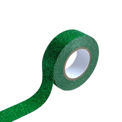 2 Rollen 15 mm x 5 m Glitter Washi Tape,Klebebänder Dekoband Selbstklebendes Klebeband zum Basteln,Bunte Glitzernde Bände,für DIY Handwerk Scrapbooking Geschenkverpackung,Grün von Wambere