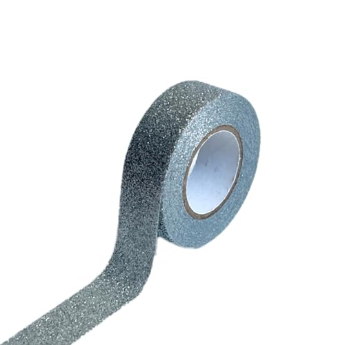 2 Rollen 15 mm x 5 m Glitter Washi Tape,Klebebänder Dekoband Selbstklebendes Klebeband zum Basteln,Bunte Glitzernde Bände,für DIY Handwerk Scrapbooking Geschenkverpackung,Silber von Wambere