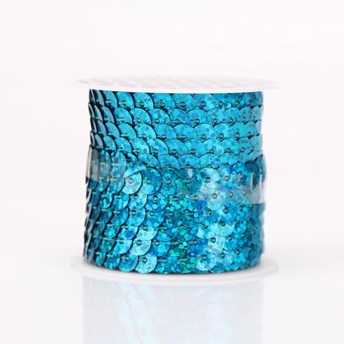 2 Rollen 6 mm x 4,5 m Pailletten Band,Pailletten Bänder Paillettenband Paillette Trim Glitzer Bort Zierband Dekoband für Nähen DIY Basteln Kleidungsdekoration Schmuckherstellung,Blau A von Wambere