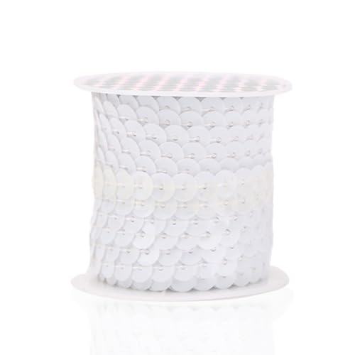 2 Rollen 6 mm x 4,5 m Pailletten Band,Pailletten Bänder Paillettenband Paillette Trim Glitzer Bort Zierband Dekoband für Nähen DIY Basteln Kleidungsdekoration Schmuckherstellung,Weiß von Wambere