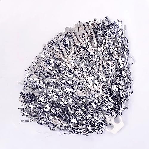 2 Stück 100g Silber Cheerleading Pom Poms,Cheerleader-Blumenball,Cheer Sport Pompons Poms Hand Flower Bands Spirit Cheering Pom,für Sportveranstaltungen, Partys, Festivals, Spiele, Bühnenauftritte, von Wambere