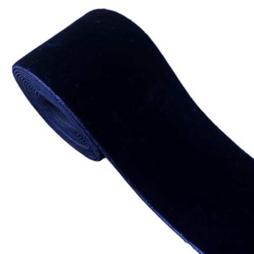 2 Yards x 5cm Einseitiges Samtband Schleifenband Bogenband Schmuckband Geschenkband Dekoband Zierband für DIY Handwerk Hochzeit Geburtstag Party Weihnachten Geschenkverpackung,Navy blau von Wambere