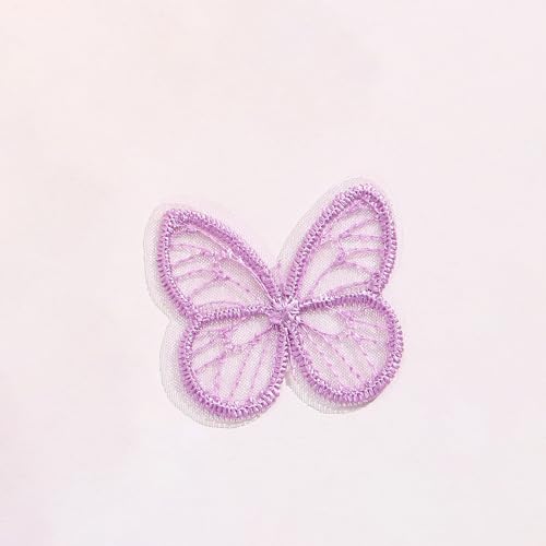 Wambere 20 Stickerei Nähen Spitze Applikationen Stickerei Schmetterling Patch,Schmetterling Stickpatches Organza Lace Appliques für Reparieren Dekorieren von Kleider Nähen Handwerk,Lila von Wambere