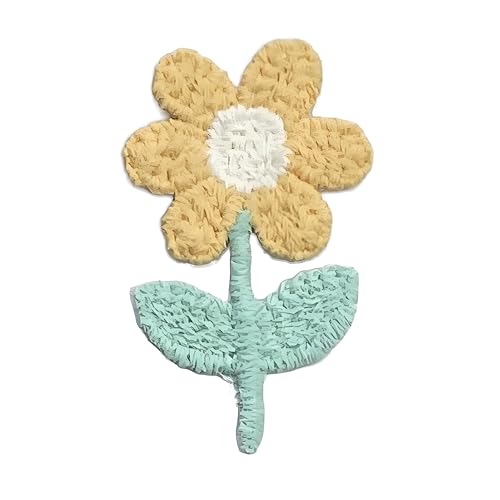 20 Stück 3.5x2cm Gänseblümchen Blumen Patches Gestrickter Bestickter Blumenaufnäher Blümchen Applikationen zum Aufnähen Stickaufnäher Stoffaufnäher für DIY Basteln Kleidungsdekoration,Gelb von Wambere