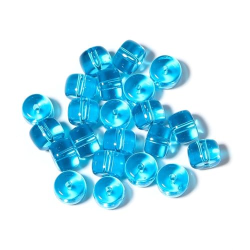 20 Stück 6 x 8 mm Glasperlen,Farbige Mini Glasperlen,Transparent mit Loch,Edelstein Perlen,Lose Perlen zum Auffädeln,für DIY Armband Halskette Ohrringe Schmuckherstellung,Blau von Wambere