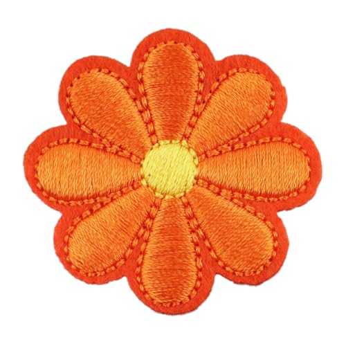 20 Stück Blumen Bestickte Patches Aufnäheraufkleber Gestickter Aufnäher zum Aufbügeln Aufbügelflicken Bügelflicken Bügelbild für DIY Basteln Jacken Jeans T-Shirt Kleidungsdekoration,Orange von Wambere