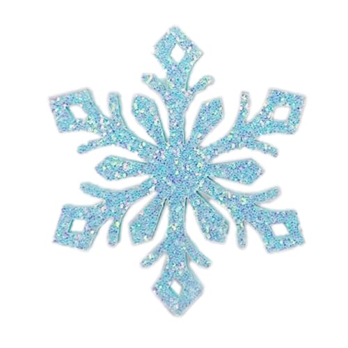 20 Stück Goldpulver Schneeflocken Aufnäher Weihnachtsdekoration Schneeflocken Patches Stoffaufkleber Flicken Applikationen zum Aufnähen für DIY Basteln Haarschmuck Kleidungsdekoration,Blau von Wambere