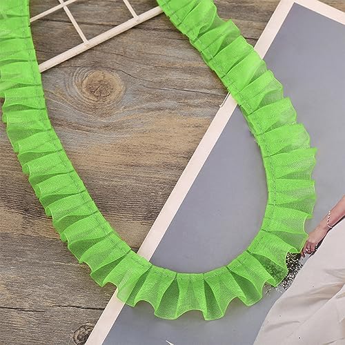 20 Yards 2.5 cm Spitzenband Gerafftes Rüschen Spitzenborte Elastisches Stoff Spitzenbesatz,Vintage Spitze-Borten Deko,für DIY Nähen Handwerk Hochzeit Deko Scrapbooking Geschenkverpackung,Gras-Grün von Wambere