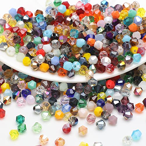 200 Stück 4mm Kristall Glas Perlen Facettierte Glasperle Kügelchen Bunte Glasperlen Kunstperlen Mehrfarbig Sortierte Perlen Gemischt Bastelperlen für Handwerk Armband Halsketten Schmuck,Mischfarbe von Wambere