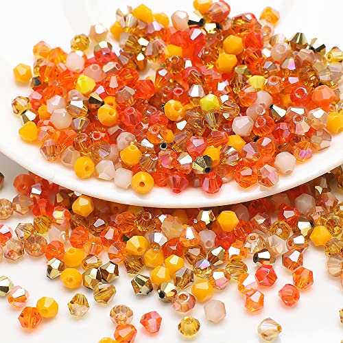 200 Stück 4mm Kristall Glas Perlen Facettierte Glasperle Kügelchen Bunte Glasperlen Kunstperlen Mehrfarbig Sortierte Perlen Gemischt Bastelperlen für Handwerk Armband Halsketten Schmuck,Orange von Wambere