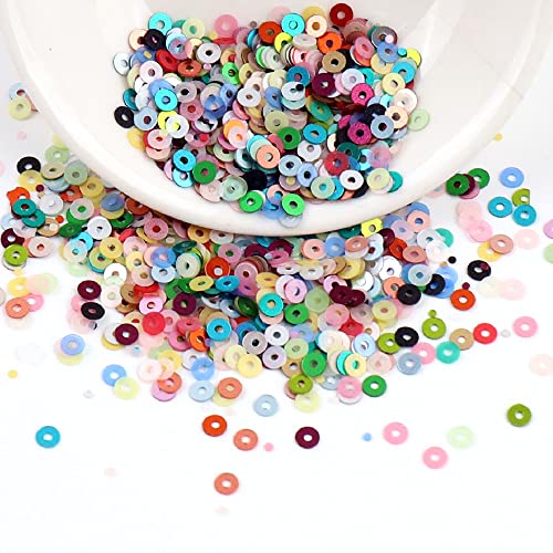 2000 Stück Pailetten kit Pailletten basteln Lose Pailletten Cup Schillernde Spangles für DIY Kunsthandwerk Herstellung Nähen Aufkleben Auffädeln Glänzende Dekorative Hochzeit 4 mm,Gemischte Farbe von Wambere