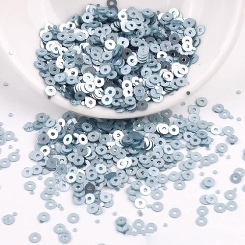 2000 Stück Pailetten kit paietten Pailletten basteln Lose Pailletten Cup Schillernde Spangles für DIY Kunsthandwerk Herstellung Nähen Aufkleben Auffädeln Glänzende Dekorative Hochzeit 4 mm,Himmelblau von Wambere