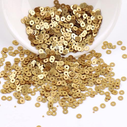 2000 Stück Pailetten kit paietten Pailletten basteln Lose Pailletten Cup Schillernde Spangles für DIY Kunsthandwerk Herstellung Nähen Aufkleben Auffädeln Glänzende Dekorative Hochzeit 4 mm,Gold von Wambere