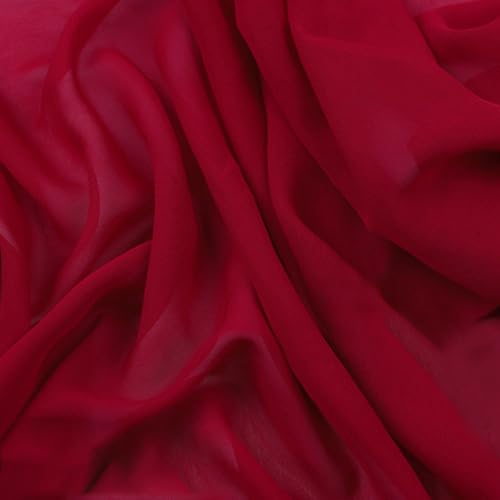 200cm×150cm Chiffon Stoff Hochzeitsstoffe Tischdeckenstoffe Bekleidungsstoffe Dekostoff Kostümstoff Stoffe zum Nähen Meterware Dekorieren für DIY Basteln Kleidungsdekoration,Weinrot von Wambere