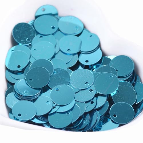 20g Pailletten Ca. 600 Stück 10mm Runde Pailletten Lose Pailletten mit Loch Pailletten zum Basteln für DIY Nähen Handwerk Schmuckherstellung Kleidungsdekoration Heimdekoration,Lake Blue A von Wambere