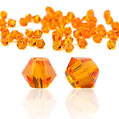 280 Stück 6mm Kristall Glas Perlen Facettierte Glasperle Kügelchen Bunte Glasperlen Runde Kunstperlen Mehrfarbig Sortierte Perlen Gemischt Bastelperlen für Handwerk Armband Schmuck,Orange von Wambere