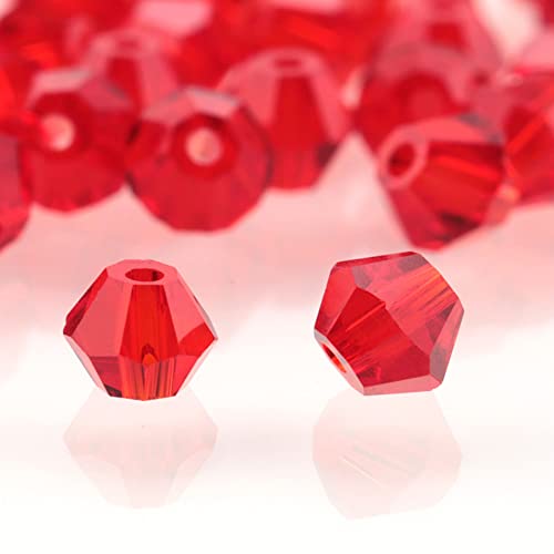 280 Stück 6mm Kristall Glas Perlen Facettierte Glasperle Kügelchen Bunte Glasperlen Runde Kunstperlen Mehrfarbig Sortierte Perlen Gemischt Bastelperlen für Handwerk Armband Schmuck,Rot von Wambere