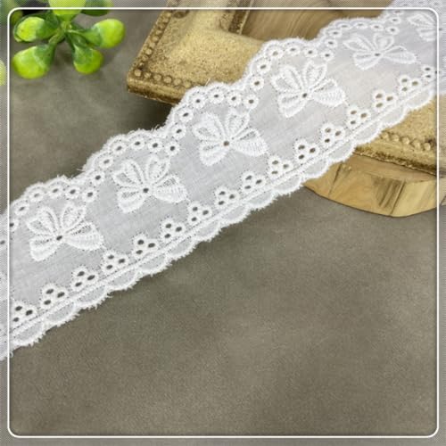 3 Yards 4cm Breite Baumwolle Spitzenband Vintage Häkelband Spitzenstoff Spitzenborte Spitzenbesatz Dekoband Zierband für Nähen DIY Handwerk Hochzeit Deko Scrapbooking Geschenkbox,Weiß von Wambere