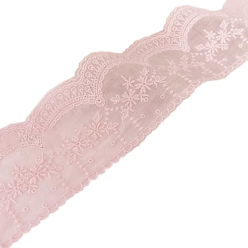 3 Yards 8cm Baumwolle Spitzenband Vintage Stickereispitze Spitzenborte Spitzenstoff Spitze Borte Band Dekoband Zierband für Nähen DIY Handwerk Hochzeit Kleidung Deko Scrapbooking,Rosa von Wambere