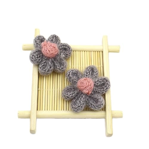 Wambere 30 Stück Blumen Patches Gestrickte Blümchen Gestickte Applikationen zum Aufnähen für DIY-Handyhüllen-Zubehör zum Aufhängen als Ornament,Kleidung T-Shirt Rucksack Hoodies Schuhe,Grau von Wambere