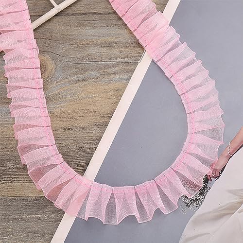 30 Yards 2.5 cm Spitzenband Gerafftes Rüschen Spitzenborte Elastisches Stoff Spitzenbesatz,Vintage Spitze-Borten Deko,für DIY Nähen Handwerk Hochzeit Deko Scrapbooking Geschenkverpackung,Blasses Rosa von Wambere