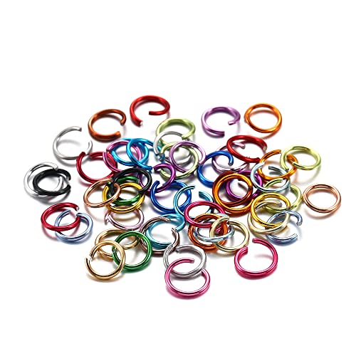 300 Stück Metall Biegeringe,Farbiger Aluminiumring Spaltringe Offener Ring,Ösen zum Basteln,Verbindungsstück für Schmuck,für DIY Basteln Schmuckherstellung Halsketten Armbändern,Gemischte,0.8x6mm von Wambere