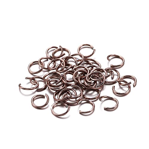 300 Stück Metall Biegeringe,Farbiger Aluminiumring Spaltringe Offener Ring,Ösen zum Basteln,Verbindungsstück für Schmuck,für DIY Basteln Schmuckherstellung Halsketten Armbändern,Braun,1x10mm von Wambere