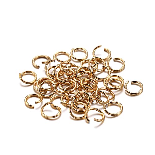 300 Stück Metall Biegeringe,Farbiger Aluminiumring Spaltringe Offener Ring,Ösen zum Basteln,Verbindungsstück für Schmuck,für DIY Basteln Schmuckherstellung Halsketten Armbändern,Hell Gold,1x10mm von Wambere