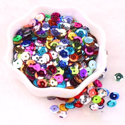 3000 Stück Durchmesser 6mm Pailletten,Pailletten zum Basteln,Lose Pailletten Sequin mit Loch,für DIY Nähen Basteln Kunsthandwerk Schmuckherstellung Kleidungsdekoration Nagelkunst,Gemischte Farbe von Wambere