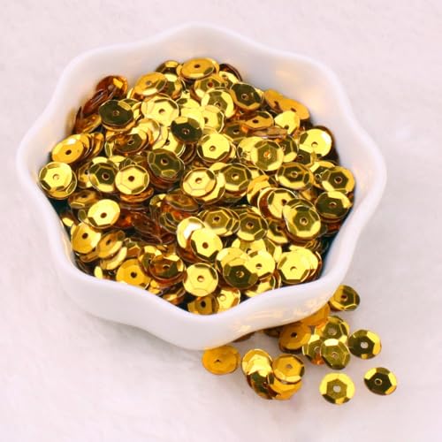 3000 Stück Durchmesser 6mm Pailletten,Pailletten zum Basteln,Lose Pailletten Sequin mit Loch,für DIY Nähen Basteln Kunsthandwerk Schmuckherstellung Kleidungsdekoration Nagelkunst,Gold von Wambere